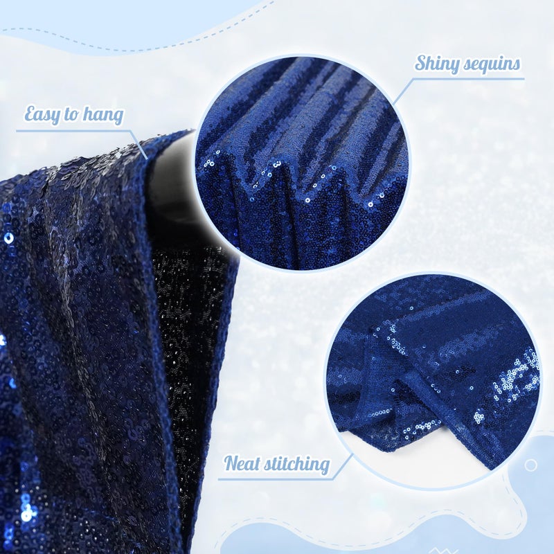 PartyDelight Navy Blue Sequin Backdrop 6x6ft - High Density 3mm Shimmer Sequin Background for Independence Day, July 4th, Birthday & Live Decor, 4-Inch Rod Pocket - Image 3